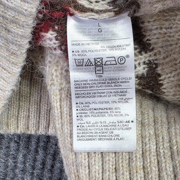 Old Navy Sweater Mens Large Fair Isle Pullover Wool Blend Crewneck Winter Preppy - Picture 10 of 11